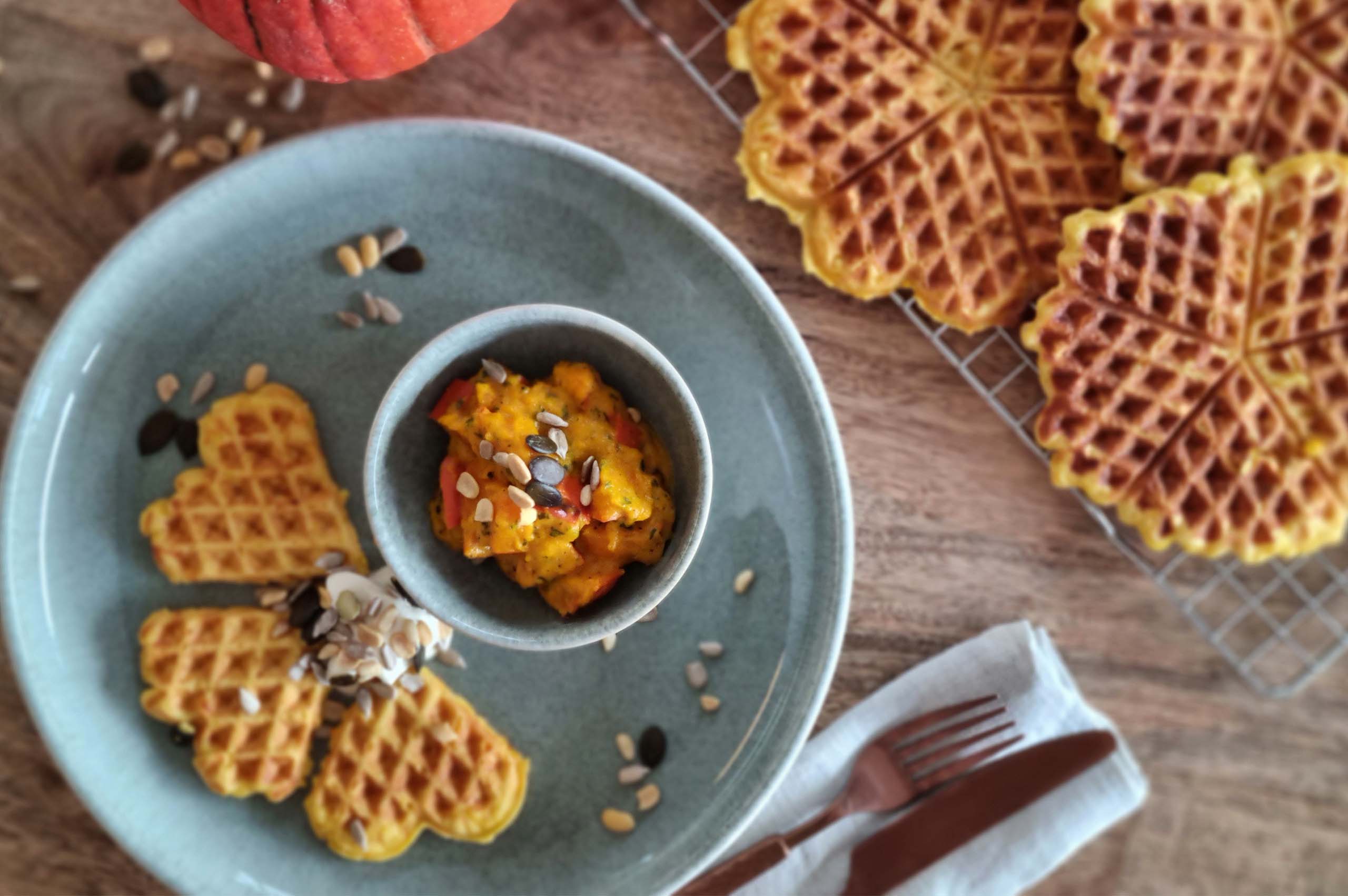 Kürbis Parmesan Waffeln Rezept