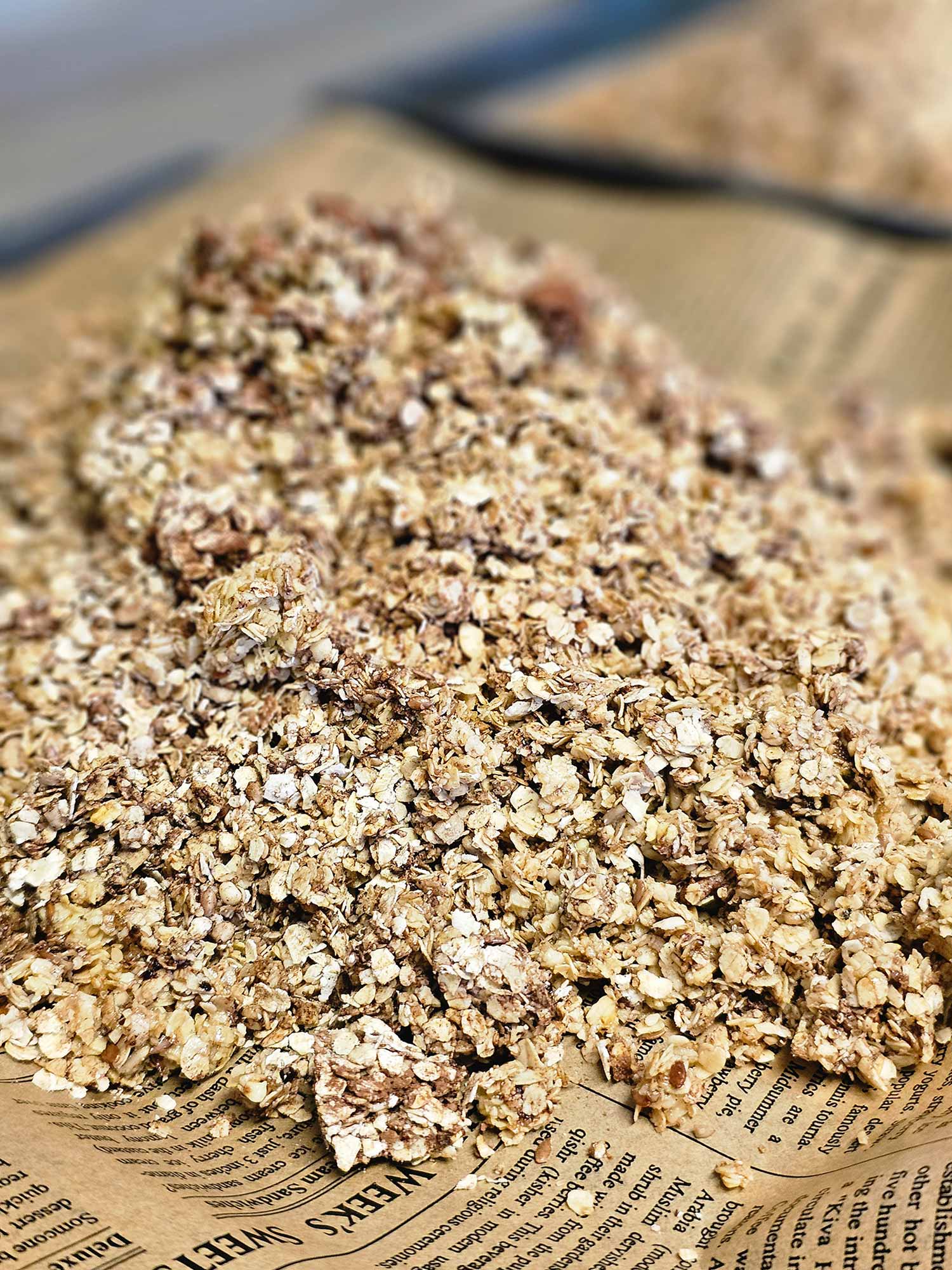 Nüsse zerhackt auf einem Haufen