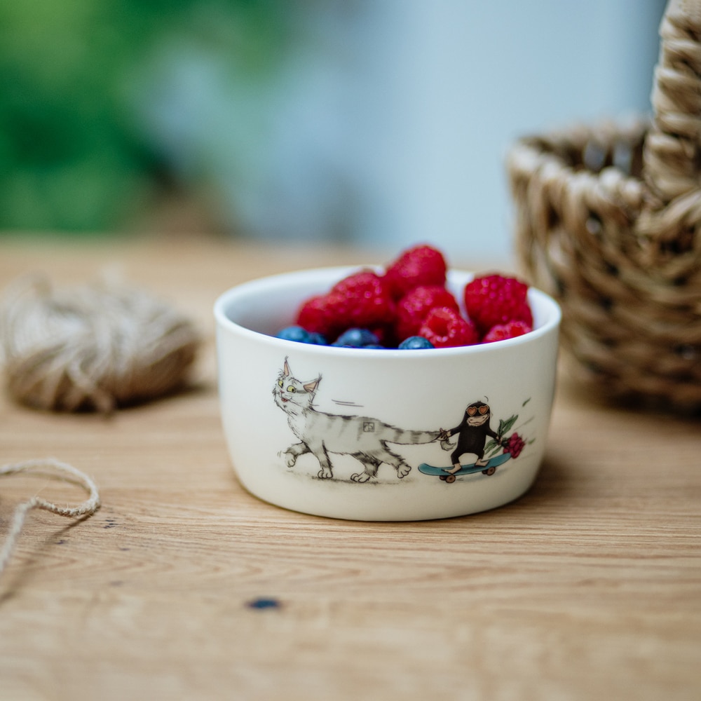 Porzellanschale "Kater Jack und Maulwurf Günter"
